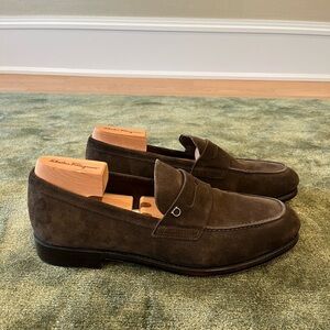 Salvatore Ferragamo Men’s Chocolate Brown Suede Penny Loafers Size 10.5